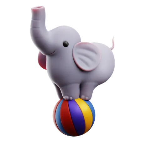 Éléphant debout sur le ballon  3D Icon