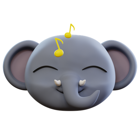 Emoji éléphant écoutant de la musique  3D Icon