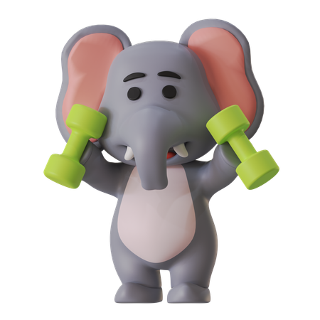 Elephant Exercise  3D Illustration