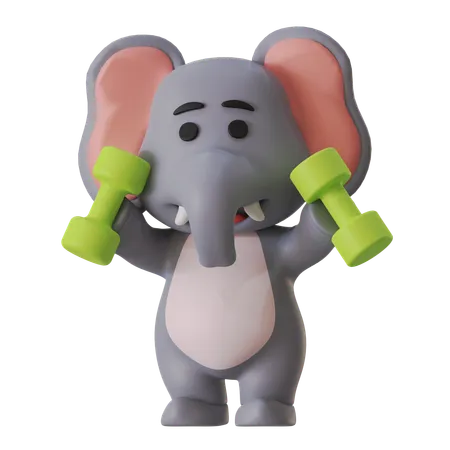 Elephant Exercise  3D Illustration