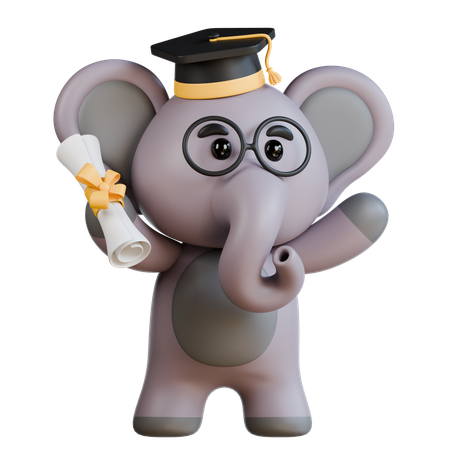 Elephant Graduation  3D Illustration