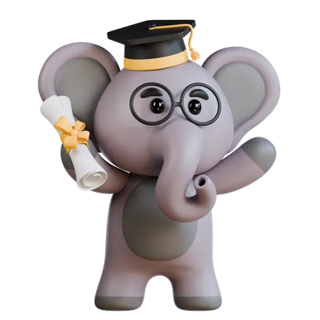 Elephant Graduation  3D Illustration