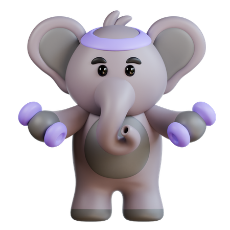 Elephant Gym Fitness  3D Illustration