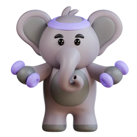 Elephant Gym Fitness  3D Illustration