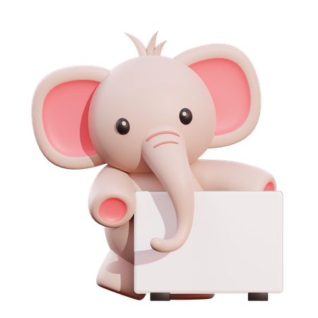 Elephant Holding Placard  3D Illustration