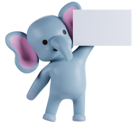 Elephant Holding Placard 3D Illustration