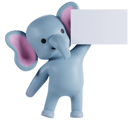 Elephant Holding Placard 3D Illustration