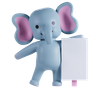 3d elephant holding placard