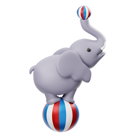 Éléphant jouant avec une attraction de balle  3D Icon