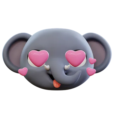 Elephant Love Emoji  3D Icon