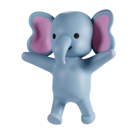 Éléphant mignon agitant la main  3D Illustration