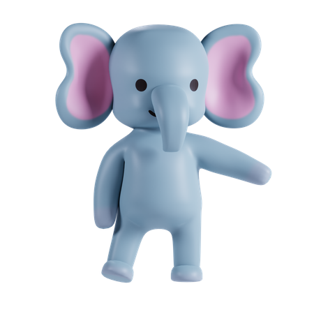 Éléphant mignon montrant quelque chose  3D Illustration