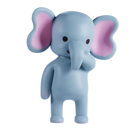 Éléphant mignon pensant à quelque chose  3D Illustration