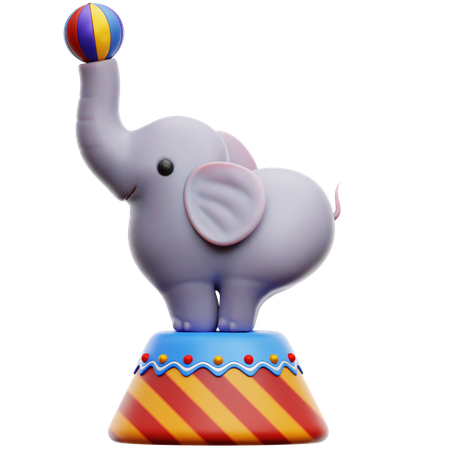 Elephant Playing with Ball Attraction  3D Icon