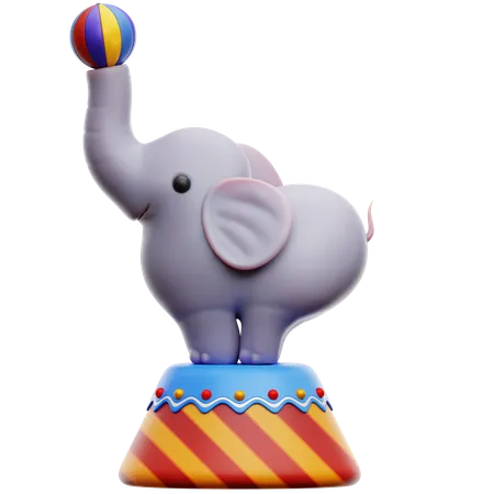 Elephant Playing with Ball Attraction  3D Icon