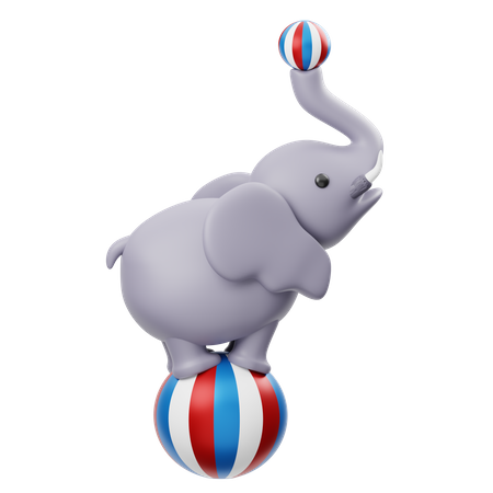 Elephant Playing with Ball Attraction  3D Icon