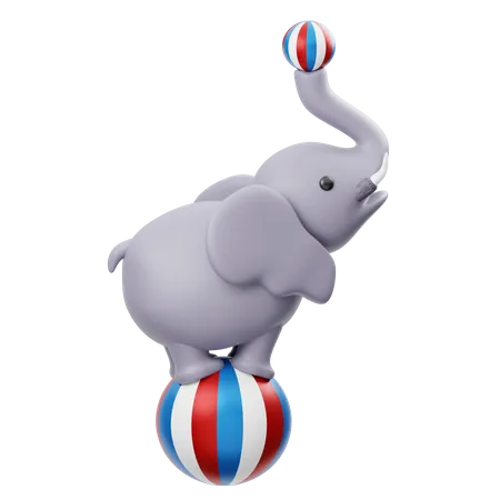 Elephant Playing with Ball Attraction  3D Icon