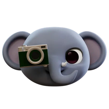 Emoji éléphant prenant une photo  3D Icon