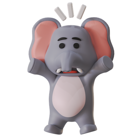 Elephant Shocked  3D Illustration