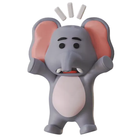 Elephant Shocked  3D Illustration