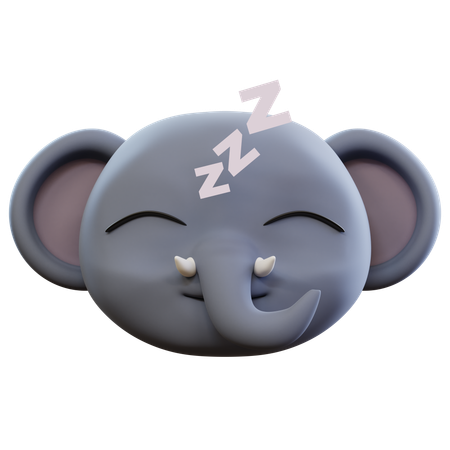 眠っている象の絵文字  3D Icon