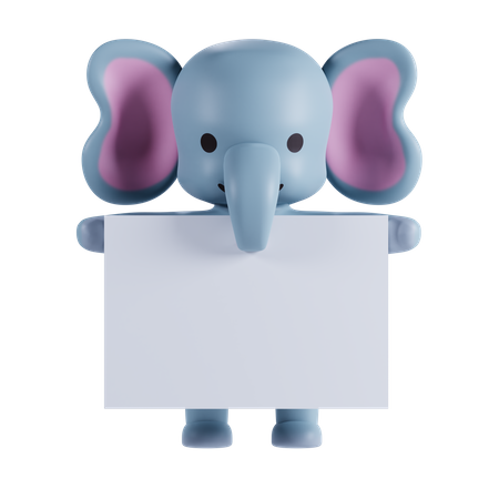 Éléphant tenant du papier blanc  3D Icon
