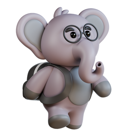 Elephant With Bag  3D Illustration