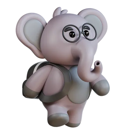 Elephant With Bag  3D Illustration