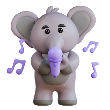 Elephant With Mic  3D Illustration