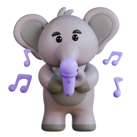 Elephant With Mic  3D Illustration