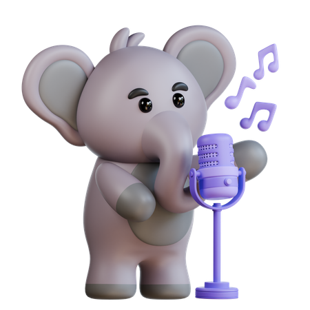 Elephant With Microphone  3D Illustration