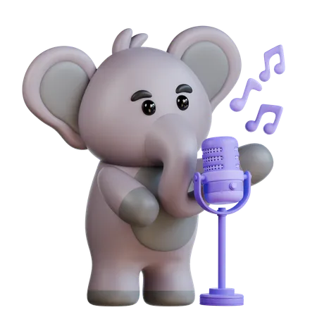 Elephant With Microphone  3D Illustration