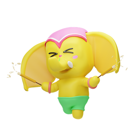 Elephant With Sparkle  3D Illustration