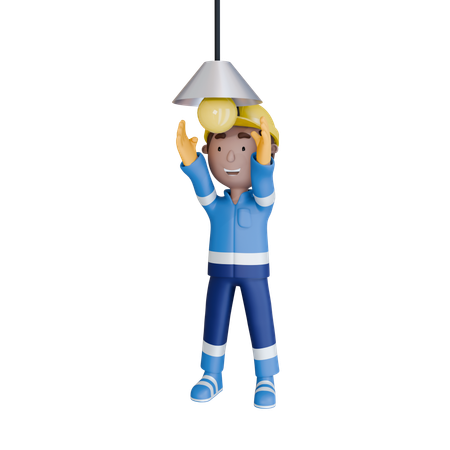 Eletricista trocando lâmpada  3D Icon