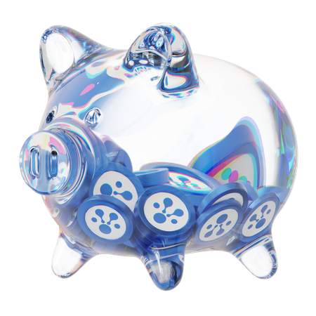 Elf Clear Glass Piggy Bank With Decreasing Piles Of Crypto Coins  3D Icon