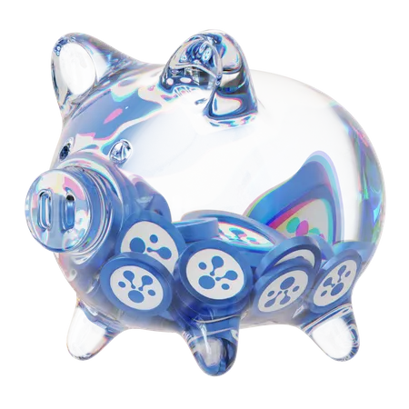 Elf Clear Glass Piggy Bank With Decreasing Piles Of Crypto Coins  3D Icon