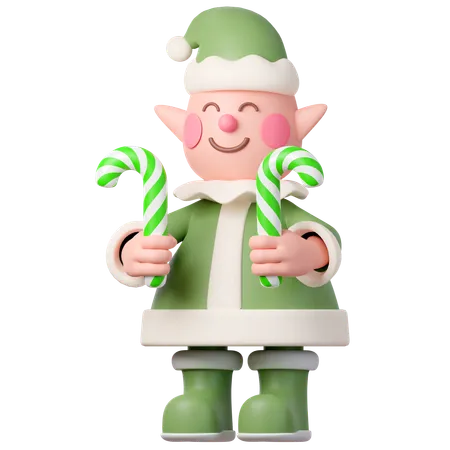 Elf Holding Cand  3D Icon