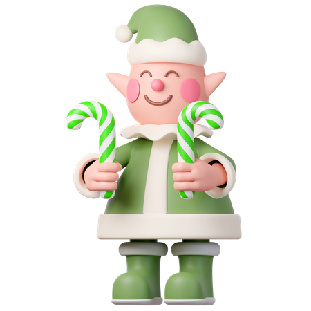 Elf Holding Cand  3D Icon