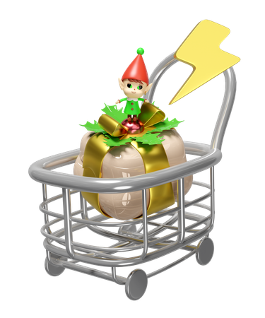 Elfo haciendo compras en el festival de Navidad  3D Icon