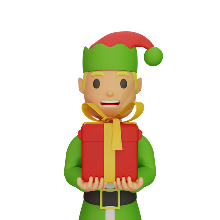 Elfos do Papai Noel segurando presente  3D Icon