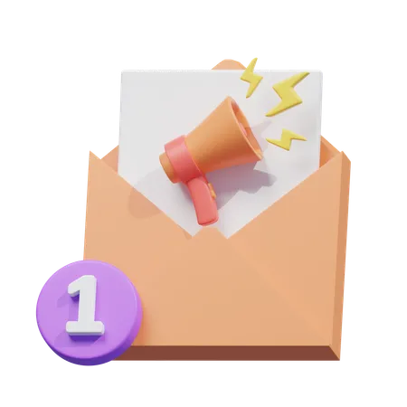 Email ads with notification  3D Icon