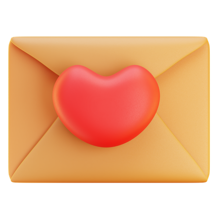 E-mail avec forme d'amour  3D Icon