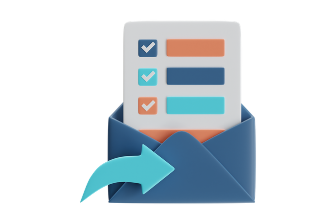 Email Checklist An Open Envelope Graphic  3D Icon