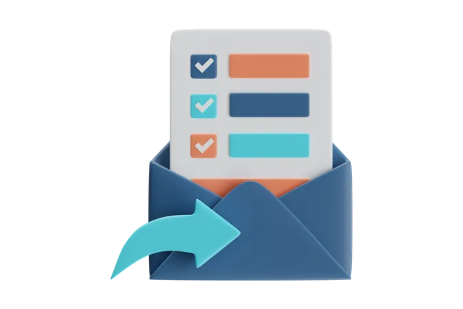 Email Checklist An Open Envelope Graphic  3D Icon