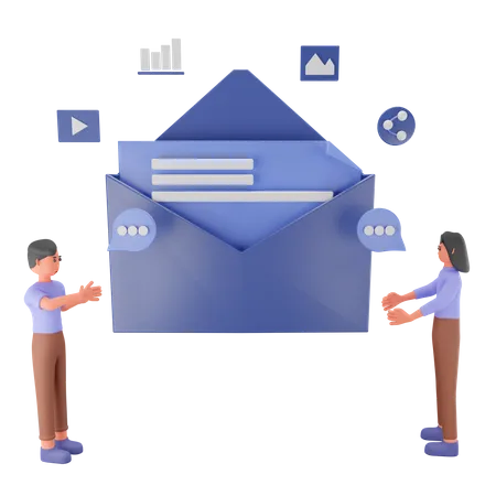 Email communication  3D Illustration