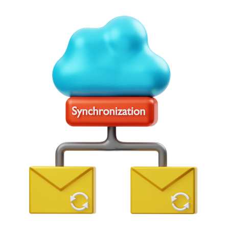 E-mail de synchronisation cloud  3D Illustration