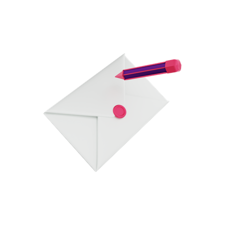 Email letter with pencil  3D Illustration