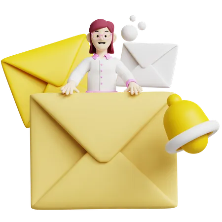 This 3 D Icon Represents Email Management With Envelopes And Notifications Perfect For Projects Related To Office Communication And Email Organization 3D Illustration