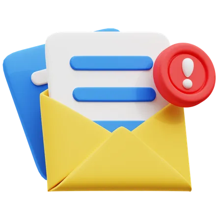 3 D Illustration Of Email Notification With Important Message Alert 3D Icon
