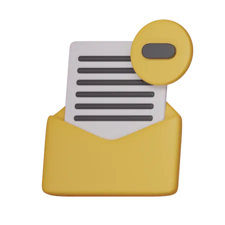 Email moins  3D Icon